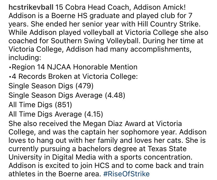 Welcome to HCS, Coach <a href="/AddisonAmick/">Addison Amick</a> #RiseOfStrike