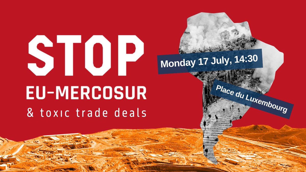 ⛔ STOP TOXIC TRADE DEALS ⛔
📅 On Monday 17 July, join the #EUMercosur Greed Jenga Tower PROTEST ACTION in Place du Luxembourg #Brussels, to call on #EUCELAC leaders to #StopEUMercosur ✊
➡️ facebook.com/events/s/-prot…

#HumanRights #UNDRIP #UNDROP
@via_campesina @ecvc @foeeurope