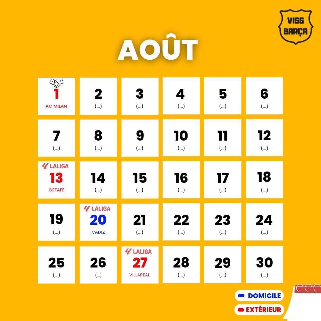 📆 | Le calendrier du mois d'Août !