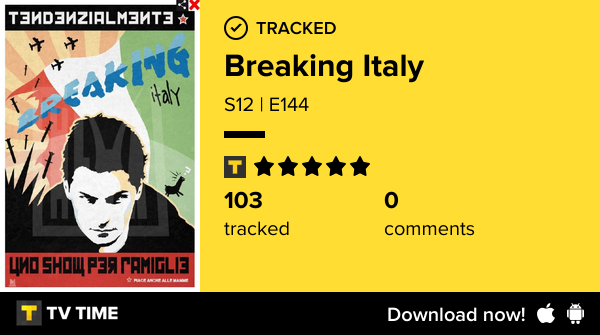 I've just watched episode Breaking Italy!  S12 | E144 #breakingitaly  tvtime.com/r/2T4zi #tvtime