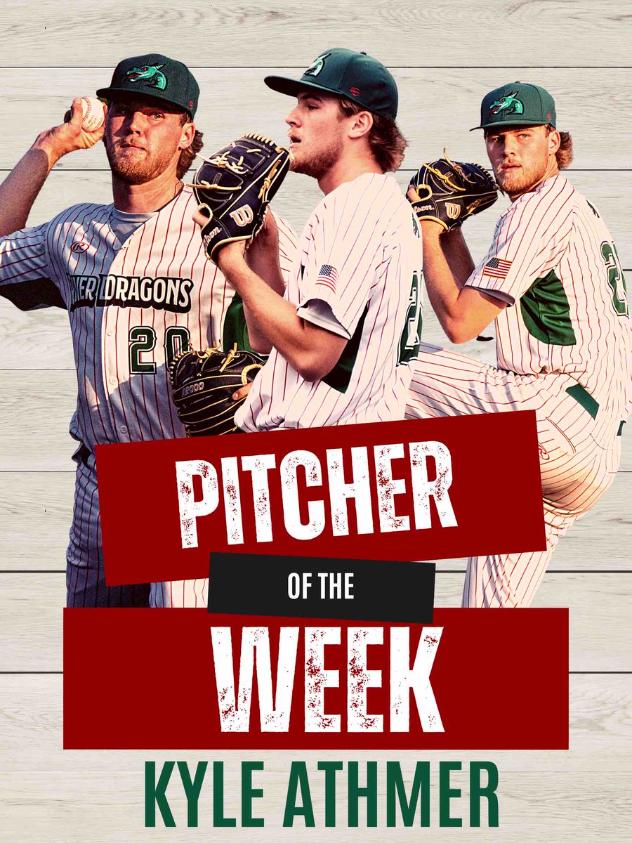 PLRiverDragons's tweet photo. Congratulations to our very own Kyle Athmer for being named the Prospect League https://t.co/mTdFgP1JwQ Pitcher of the Week! https://t.co/cmYugNjMHv
