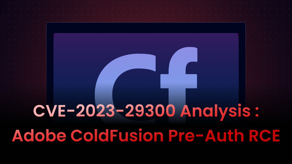📚 Dive into our new blog analyzing the Adobe ColdFusion Pre-Auth Remote Code Execution vulnerability (CVE-2023-29300). Visit 👉 blog.projectdiscovery.io/adobe-coldfusi… Also, check out our @pdnuclei template for effective vulnerability detection. #AdobeColdFusion #Cybersecurity #CVEanalysis…