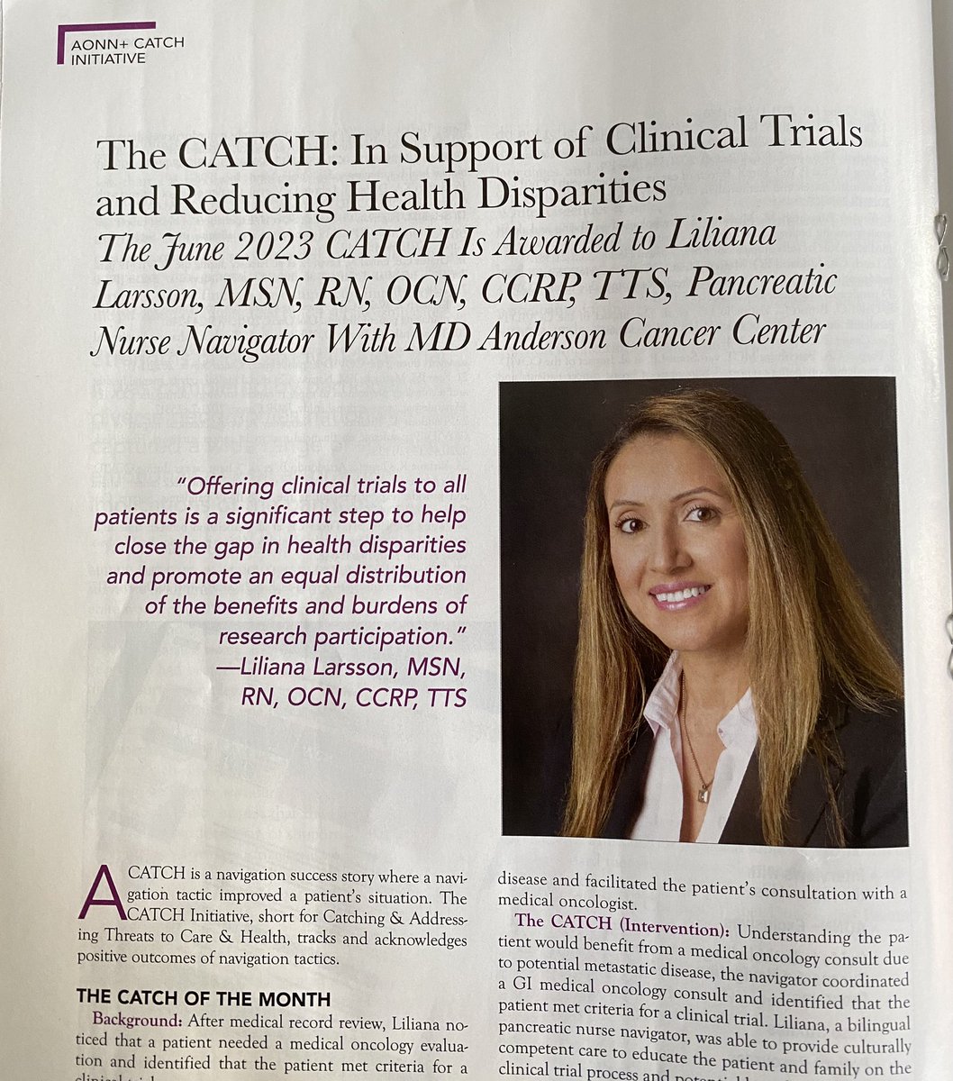 MSN_RNLiliana's tweet photo. Got my issue of the @OncNav  Journal of Oncology Navigation and Survivorship JONS. It highlights how navigation programs support clinical trials and reduce health disparities. @MDAndersonNews #NurseNavigator @Aiims1742 @mkatzmd @drsmags https://t.co/xChmYMxpq8