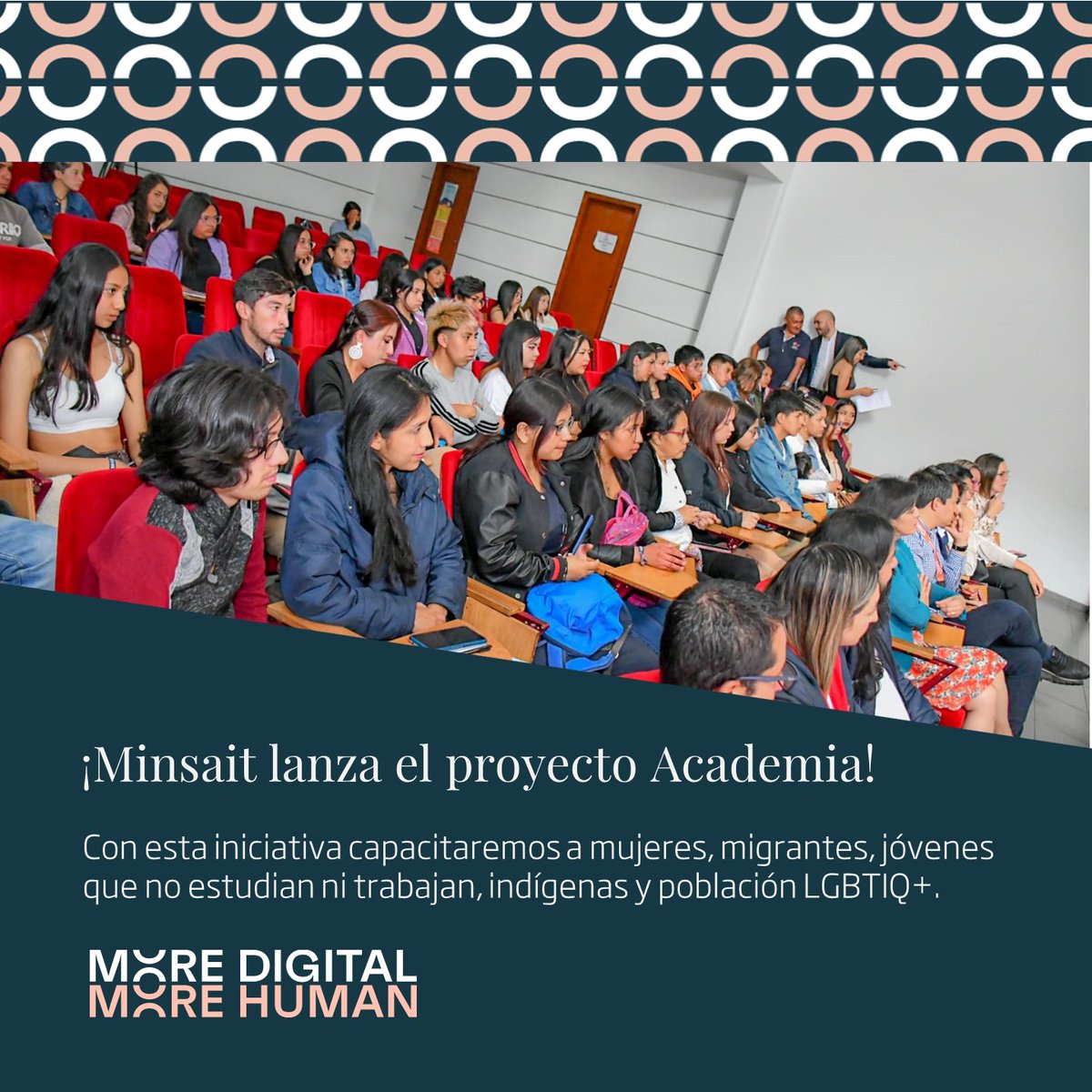 IndraenColombia's tweet photo. ¡Hoy lanzamos en la ciudad de Pasto el #ProyectoAcademia! Capacitaremos a personas de colectivos vulnerables para ofrecerles opciones de formación y empleo, y así aportar a la reducción de brechas de equidad. ¡Minsait, comprometida con el desarrollo de la región! #MoreMinsait https://t.co/YyJMvT4fg0