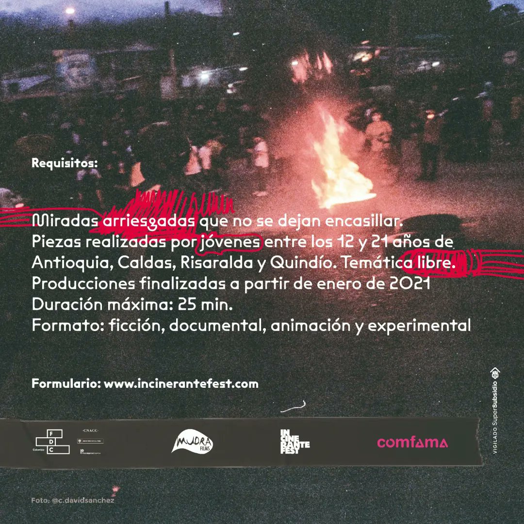 Ya puedes postularte a nuestra Selección Fuego Joven 🔥😎

Una selección dirigida a creadores #jóvenes 🕵️ de #Antioquia y del #EjeCafetero 🎥 

🔥🔥¡La ciudad arde con la luz del #cine ¡ 🔥🔥