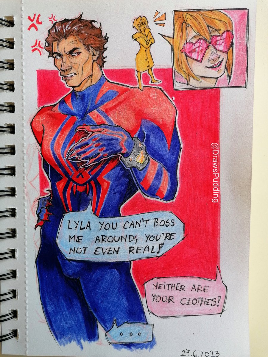 DrawsPudding's tweet photo. I forgot to post it here woops🧜‍♂️
#SpiderManAcrossTheSpiderVerse #MiguelOHara #fanart #art https://t.co/M6V69KkM2u