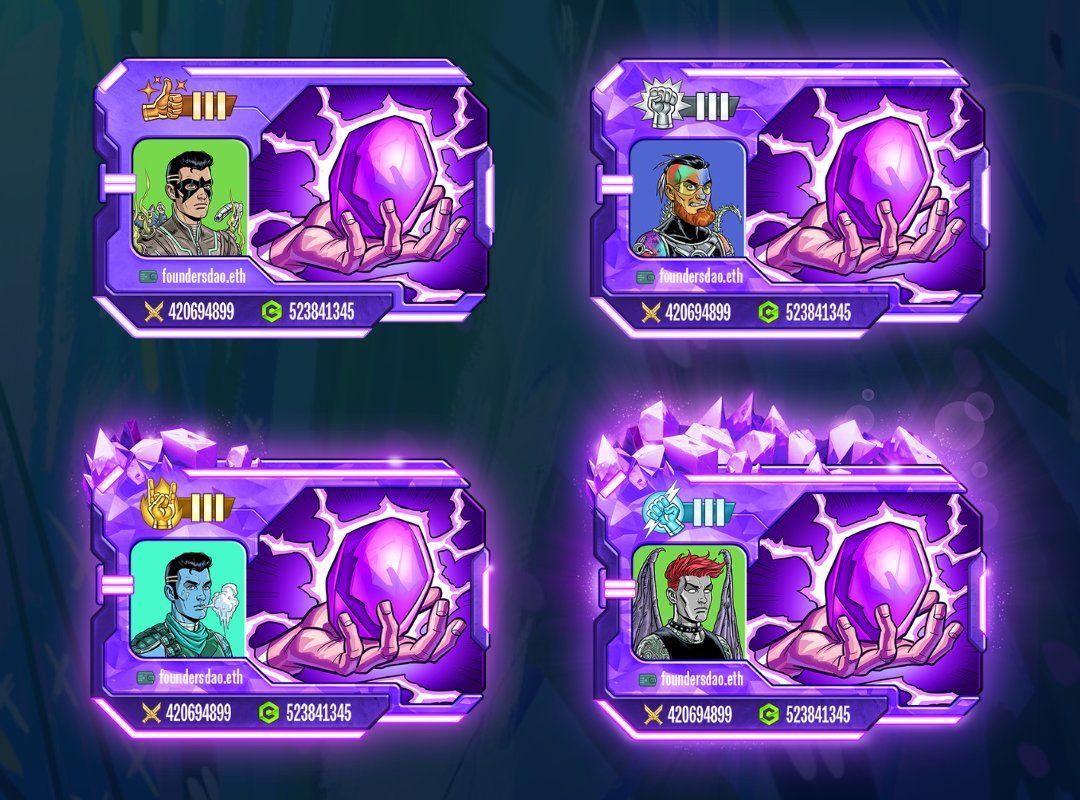 👾🕹 Introducing BattlePlan! Player Cards, a wallet/profile combo reminiscent of classic arcade cards. Here's a peek at the <a href="/foundersdao/">Founder's DAO</a> skins👀💎

Player Cards are soulbound ERC-721 iNFTs, which means they're entirely unique to you. Customize them with your profile picture and