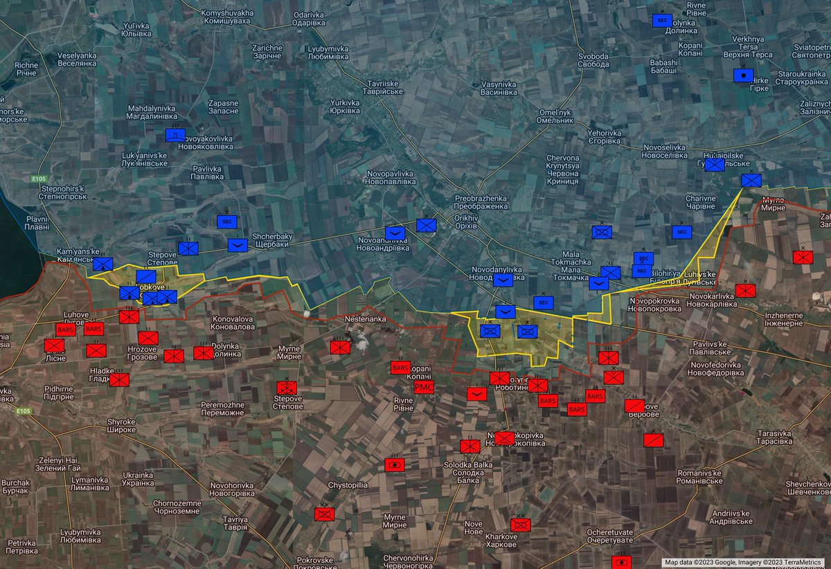 UAControlMap's tweet photo. Daily Ukraine map #1post for Wed 12th July

Highlights: Ukrainian forces entrenched just north of Robotyne

Long range strikes on targets in Zaporizhia

Russian 58th Army Major General Popov removed from command after scathing rant against leaders. 

Map: https://t.co/jNogrb24rK https://t.co/dRtX9V4wue