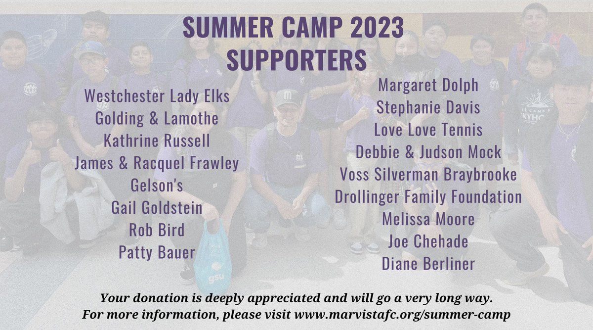 marvistafc's tweet photo. Thank You to Everyone who has supported our Summer Camp Campaign! ☀️🛝🎨🪁✨ 

We have had such a wonderful summer so far! 

If you are interested in learning more about our campaign, please visit https://t.co/yjRhL2caEp ! 💫

#Summer #SummerCamp #SummerCampaign #Support #Donors https://t.co/HhvmfDTIbm