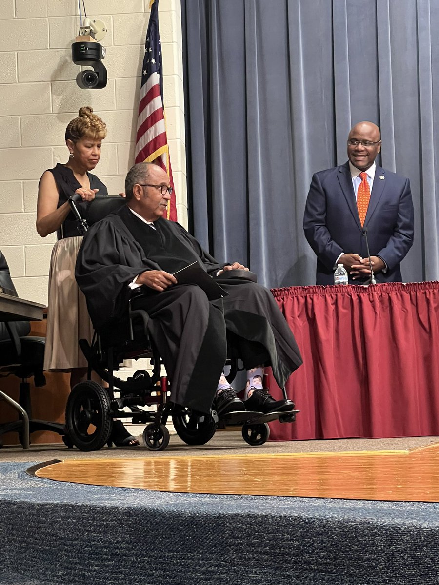 The Honorable Judge Wilford Taylor (retired) conducted the ceremonial swearing-in of Superintendent Dr. Raymond L. Haynes