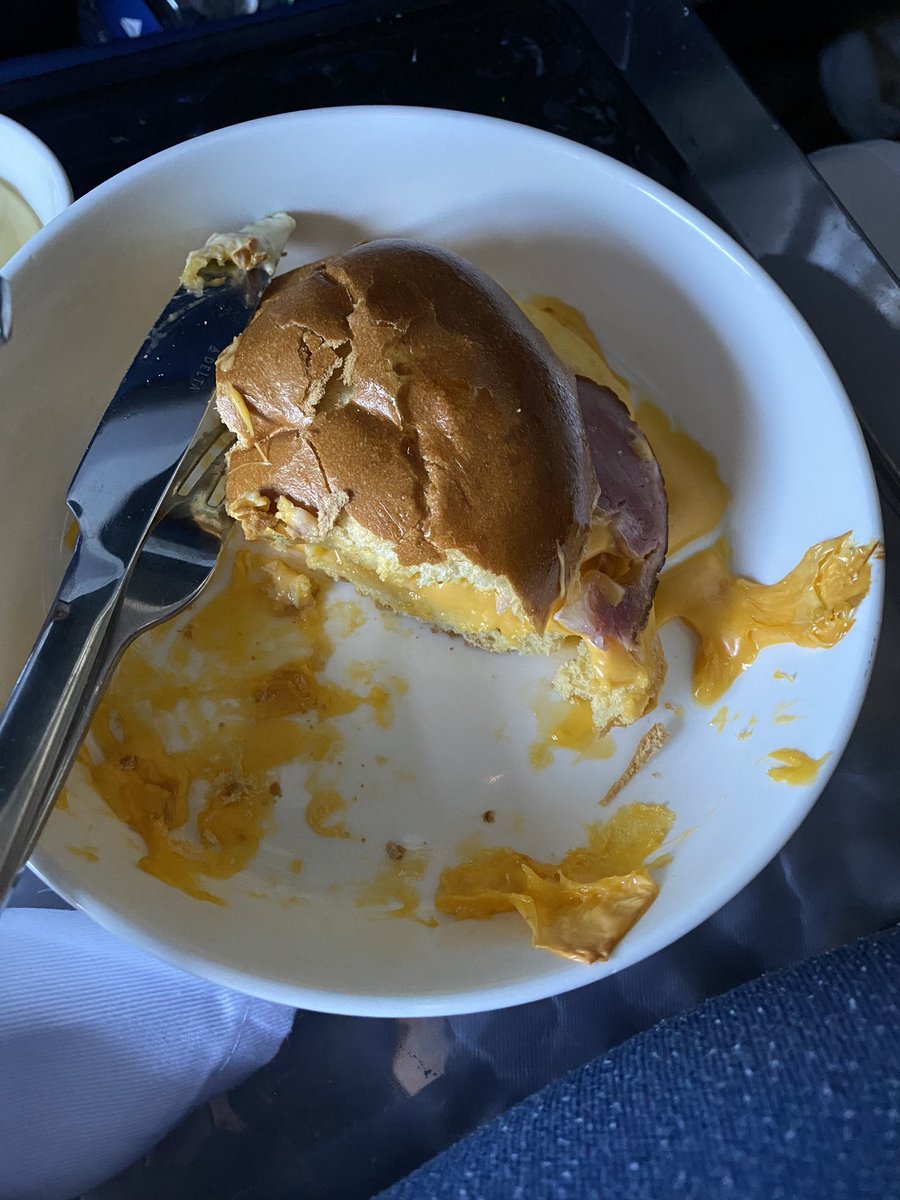 Benzene386's tweet photo. @Delta  girl really? Classic Cheeseburger? Ham and cheese melt more like it https://t.co/nEMp3Tpf9N