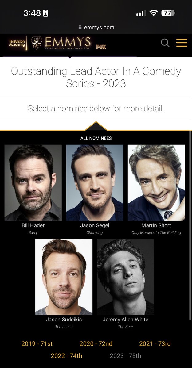 emilyschen's tweet photo. Only one of these guys did any comedic acting this year……… Emmy’s darling…….it’s time to change your categories https://t.co/X3Eb3RDXPd