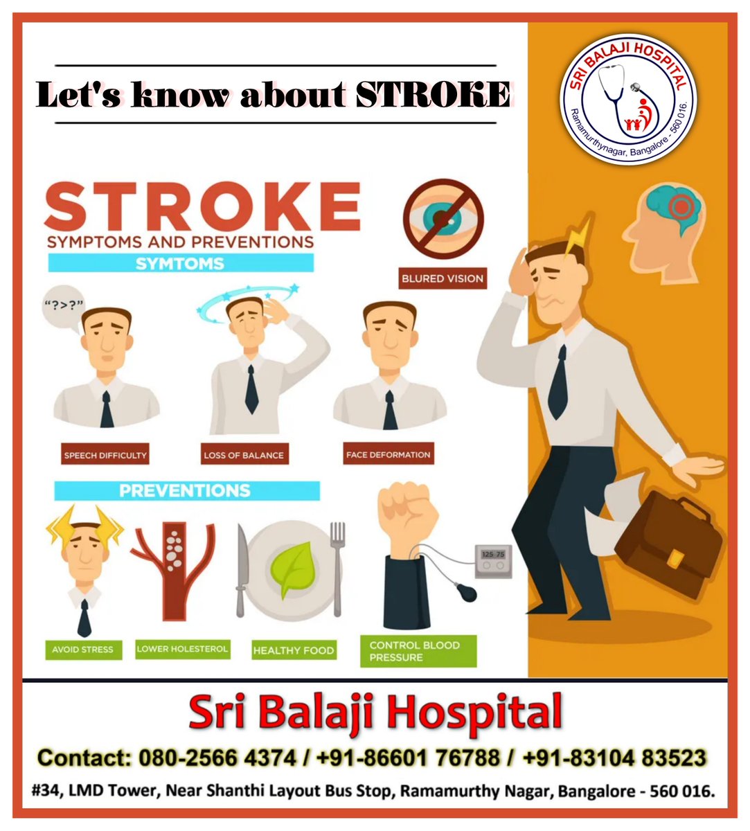 A stroke is a medical emergency, and prompt treatment is crucial. Early action can reduce brain damage and other complications.

#Stroke #SriBalajiHospital