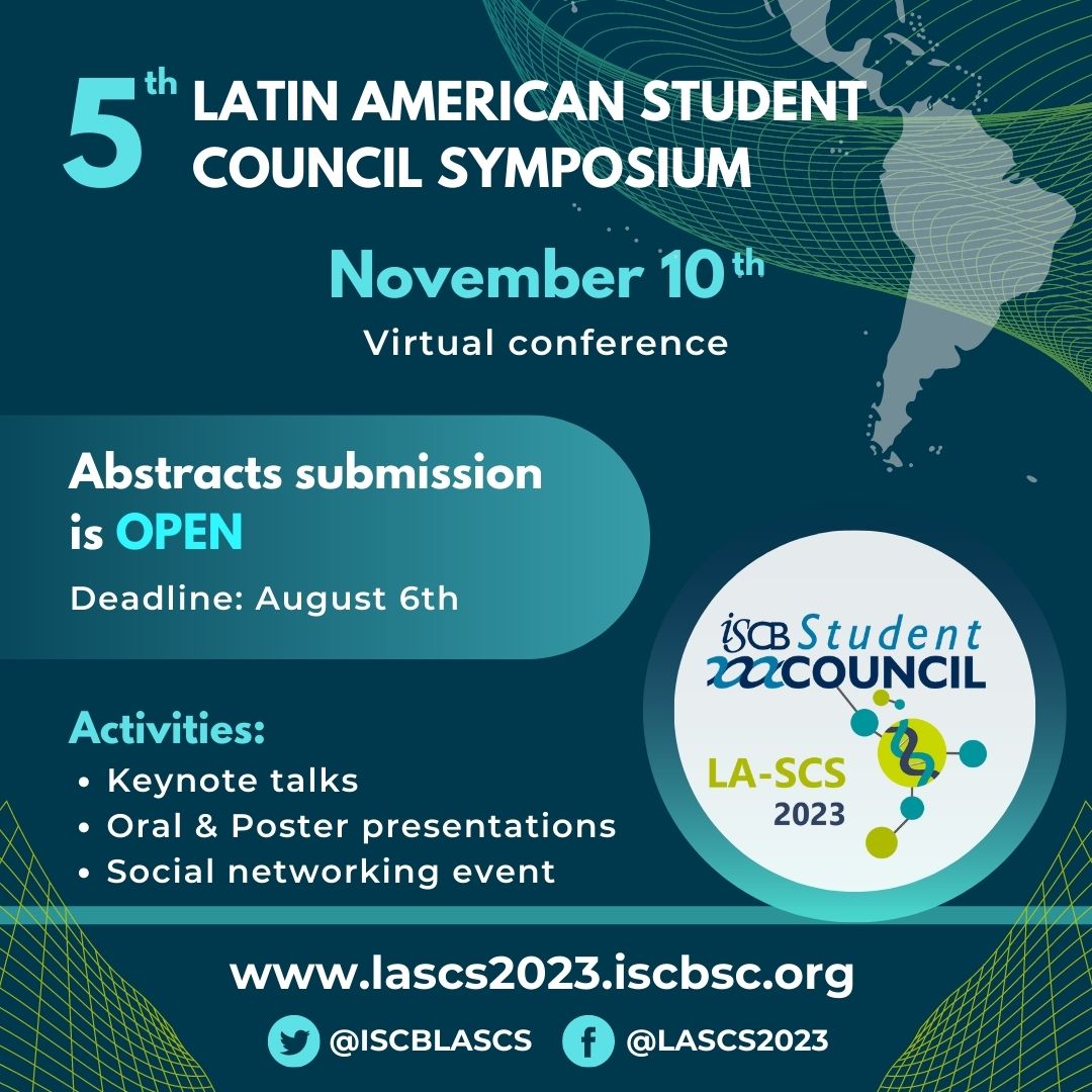 🆕BREAKING NEWS🆕 

Are you working on an exciting research project? It’s time to submit your abstracts for #LASCS2023 and share your research with the community!

#OpenCall #Bioinformatics #ComputationalBiology @iscbsc