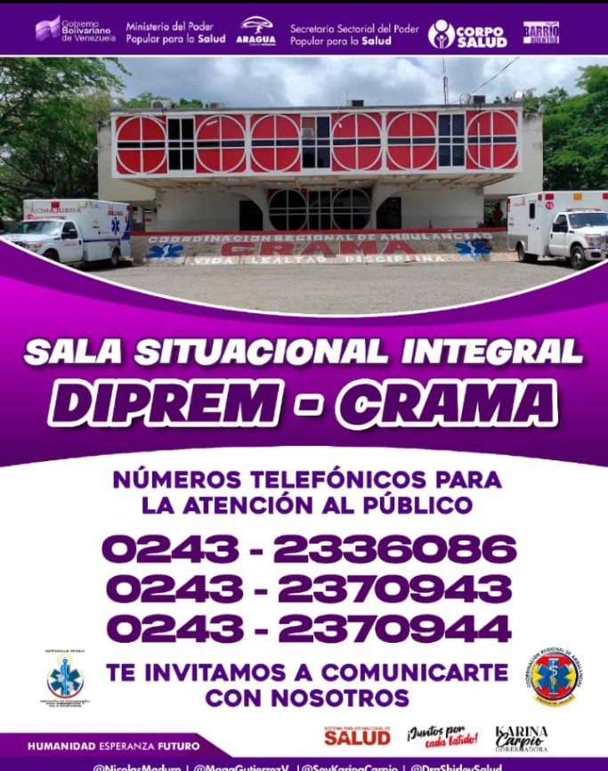 Buenas tardes a tod@s           Autoridad Unica, Directores de Linea. Familia Corposalud adjunto al presente les envio el flayer de los nuevos numeros de la Sala Situacional Integral Corposalud ahora en la sede detras de la Biblioteca Virtual los esperamos en nuestra sede