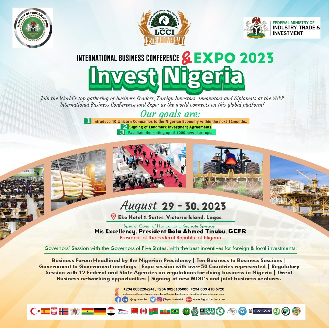 SCSE's partner The #Lagos #Chamber of #Commerce and #Industry welcomes interested guests from around the world to attend the #International #Business #Conference &amp; #Expo 2023, starting from Aug 29-30 in Lagos!

For more information : reurl.cc/eDnE8m