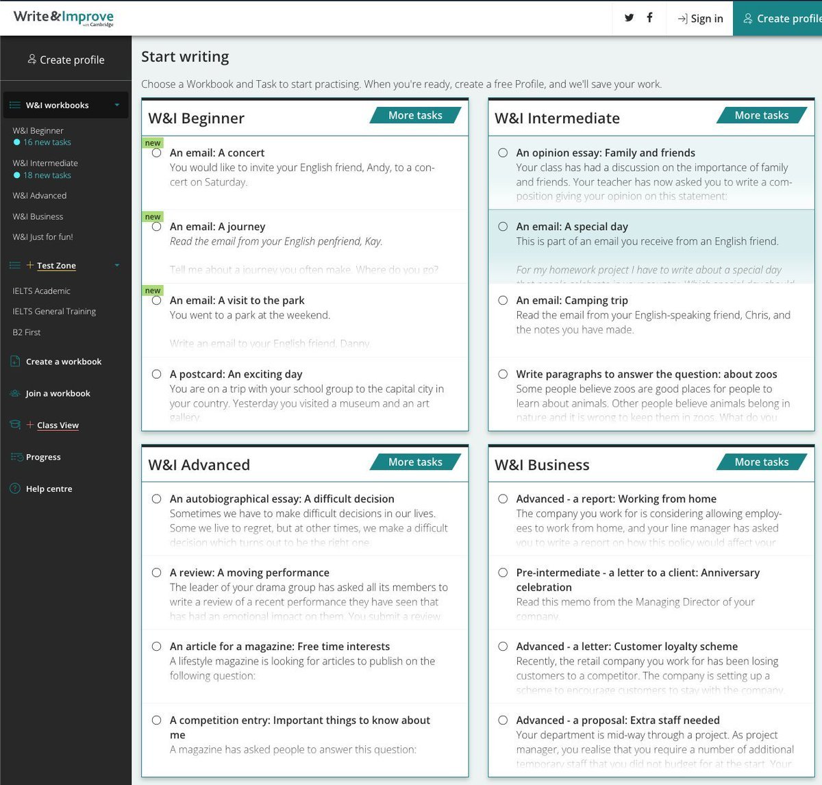 由剑桥大学开发的免费学习英语的工具，练习书面英语还能自动反馈改进建议，不需要注册，适用于任何人

提高英语写作水平的好帮手👍

writeandimprove.com/workbooks#/wi-…