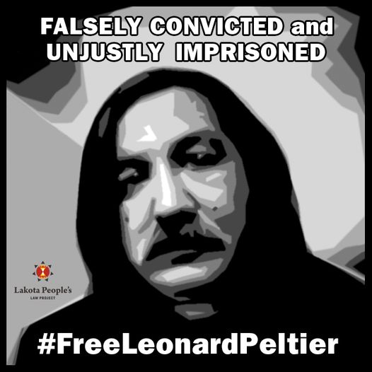 Leonard Peltier is currently serving two life terms in prison for defending his land and people. He was arrested based on an accusation of murdering two FBI agents during a stand-off at the Pine Ridge Indian Reservation in 1975 after the Wounded Knee Occupation two years prior.