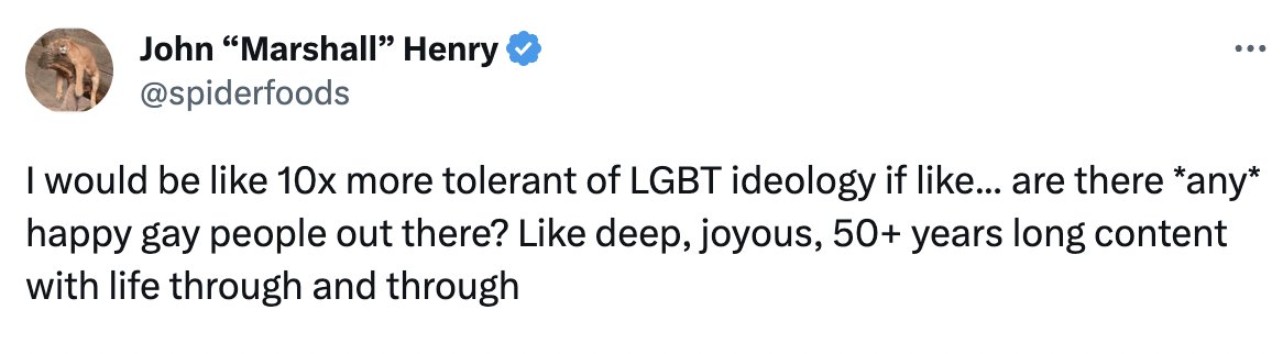 SGUYBRAY's tweet photo. I should probably ignore this, but I'm just so angry. I'm a gay man in my sixties. This wretched little bigot has no idea of what I've been through, what we all went through, &amp; what it took to get through. I worked for my happiness. What a piece of shit he is. #QueerRage https://t.co/0qPljoNOYs
