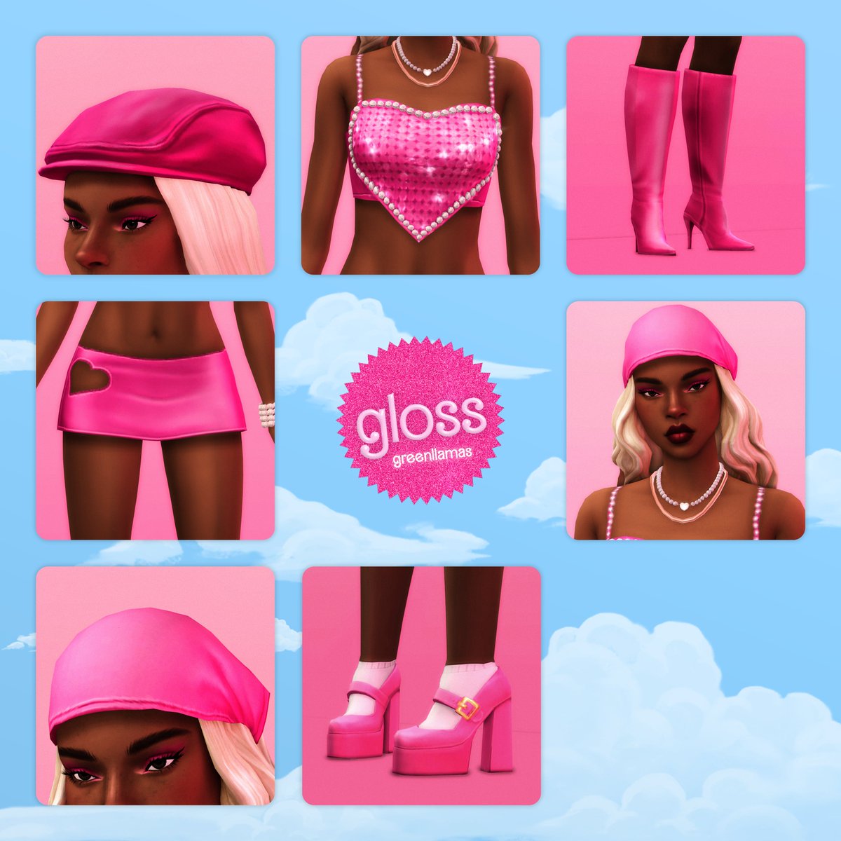 greenllamascc's tweet photo. 📆 Coming this month:

The Gloss Collection with @oakiyo_ @simcelebrity00 
Featuring 23 new items to style your sims in, with a custom Barbie-themed palette.

🕞 Public July 31

get it here:
🔗 https://t.co/dn3WUyDUdP https://t.co/kTiyzORnp0