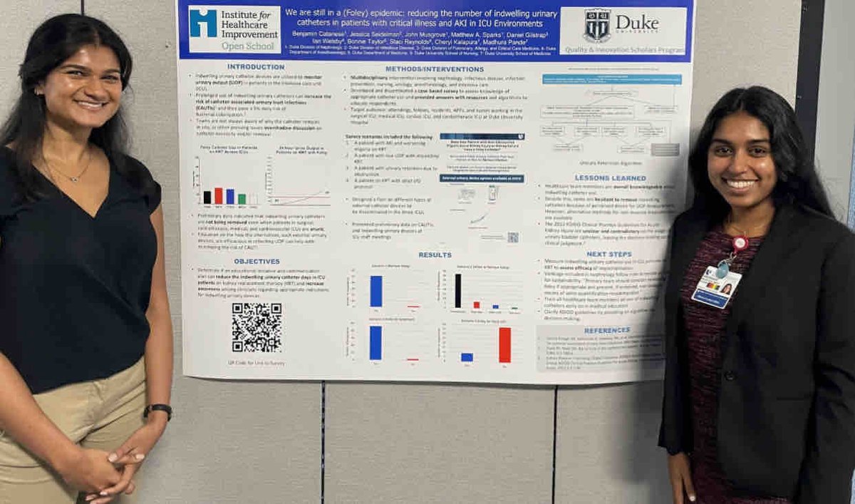 Congrats <a href="/DukeMedSchool/">Duke University School of Medicine</a> med students Cheryl Kalapura &amp; Madhura Pande receiving the Visionary Award for project led by <a href="/Ben_Catanese/">Benjamin Catanese</a>

We are still in a (Foley) epidemic: reducing the number of indwelling urinary catheters in patients with AKI in ICUs

#nephforward