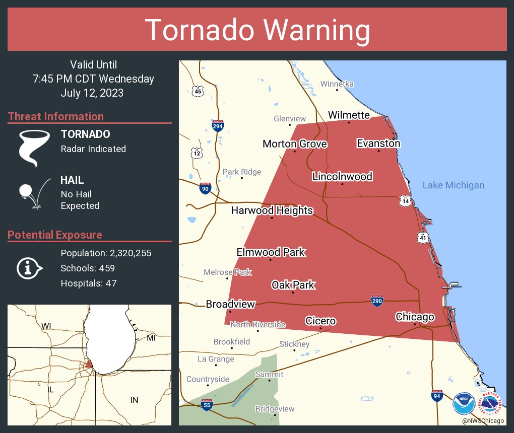 NWS Tornado on Twitter "Tornado Warning continues for Chicago IL