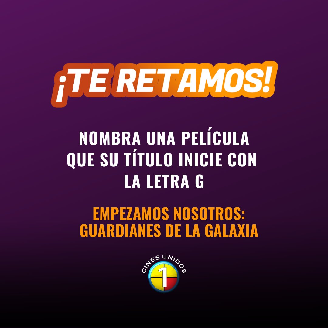 CinesUnidos's tweet photo. ¡Vamos a poner a prueba tu capacidad cinéfila! 

Los leemos 😎

#CinesUnidos #CU #RetoCU https://t.co/01PERl9rij