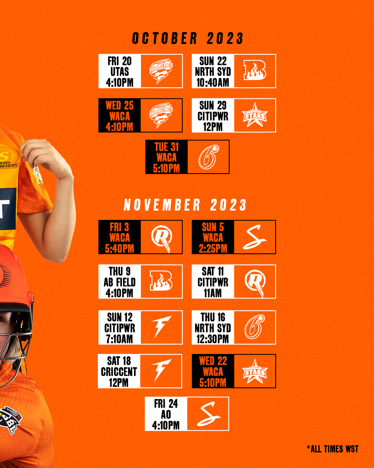 Perth Scorchers on Twitter "Presenting our WBBL09 schedule, including