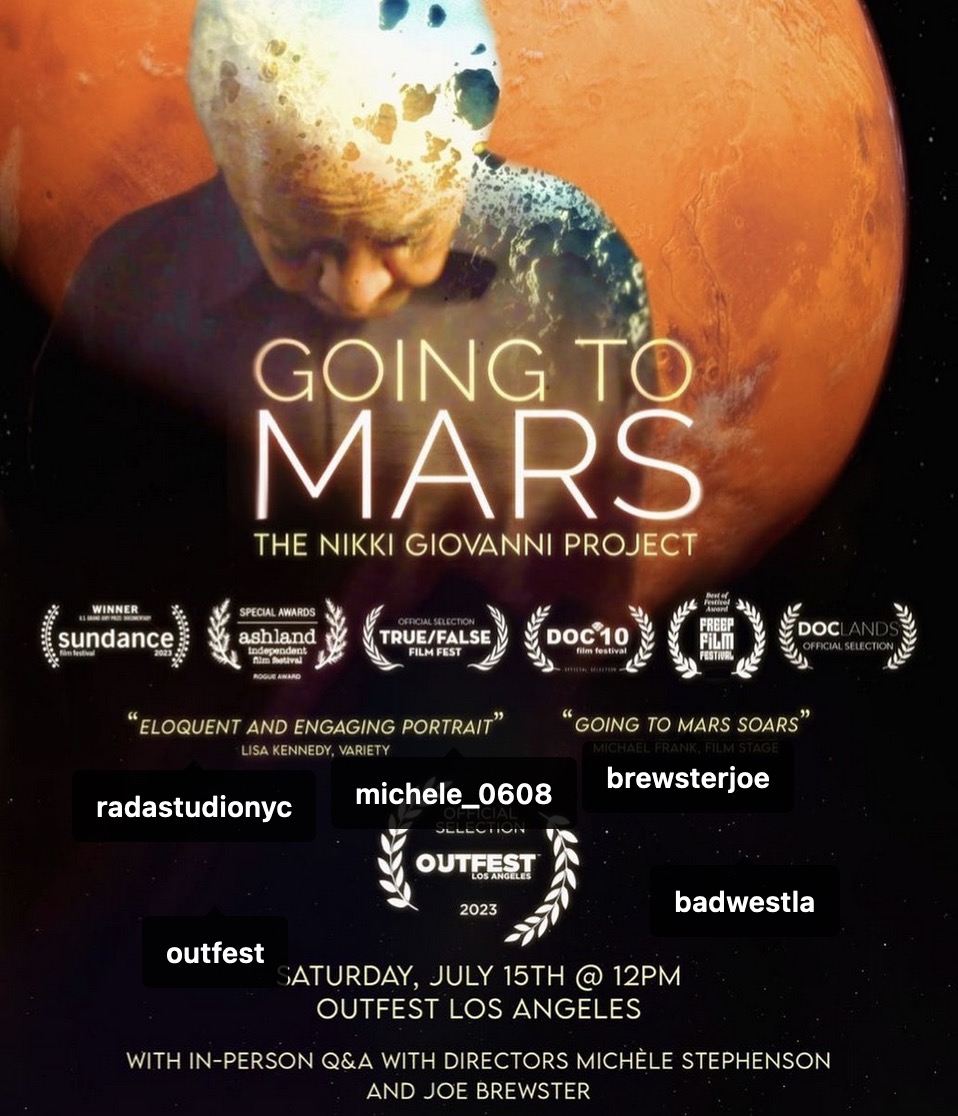 BDCNewYork's tweet image. 📣LA fam! GOING TO MARS is playing at @Outfest THIS Sat July 15th, 12pm!

🎟Get tickets! bit.ly/marsatoutfest (“mars at outfest”)

Directed by Michèle Stephenson &amp;amp; Joe Brewster; GFX and addtl editing by Regi Allen
#Outfest #BDCfilmmakers #GoingToMars
@BADWestLA 
@radastudionyc