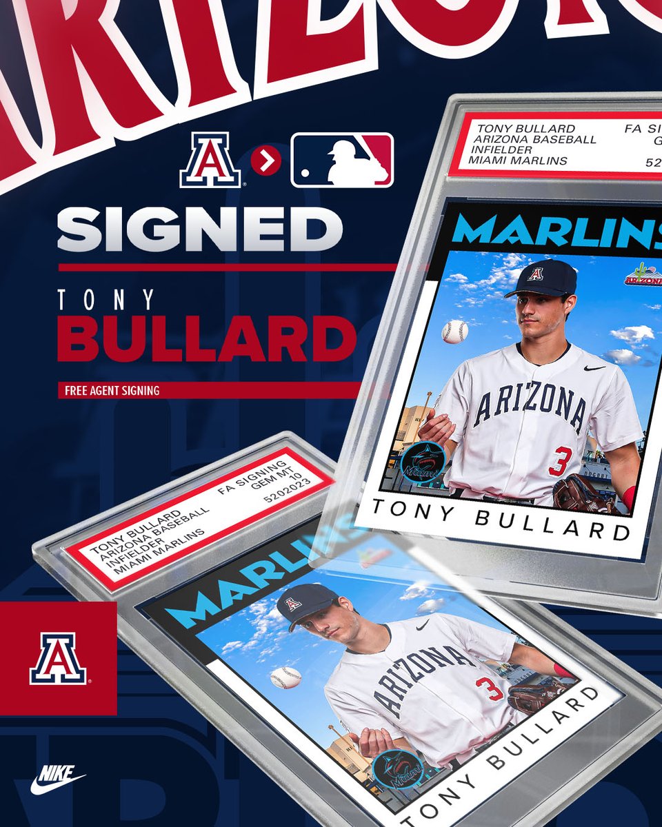 Arizona Baseball (@arizonabaseball) on Twitter photo Tony Tucson is taking his talents to South Beach! ๐๏ธ
Congrats to <a href="/tonybullard13/">Tony Bullard</a> on inking a free agent deal with the Marlins! ๐ #BearDown Tony Tucson is taking his talents to South Beach! ๐๏ธ
Congrats to <a href="/tonybullard13/">Tony Bullard</a> on inking a free agent deal with the Marlins! ๐ #BearDown