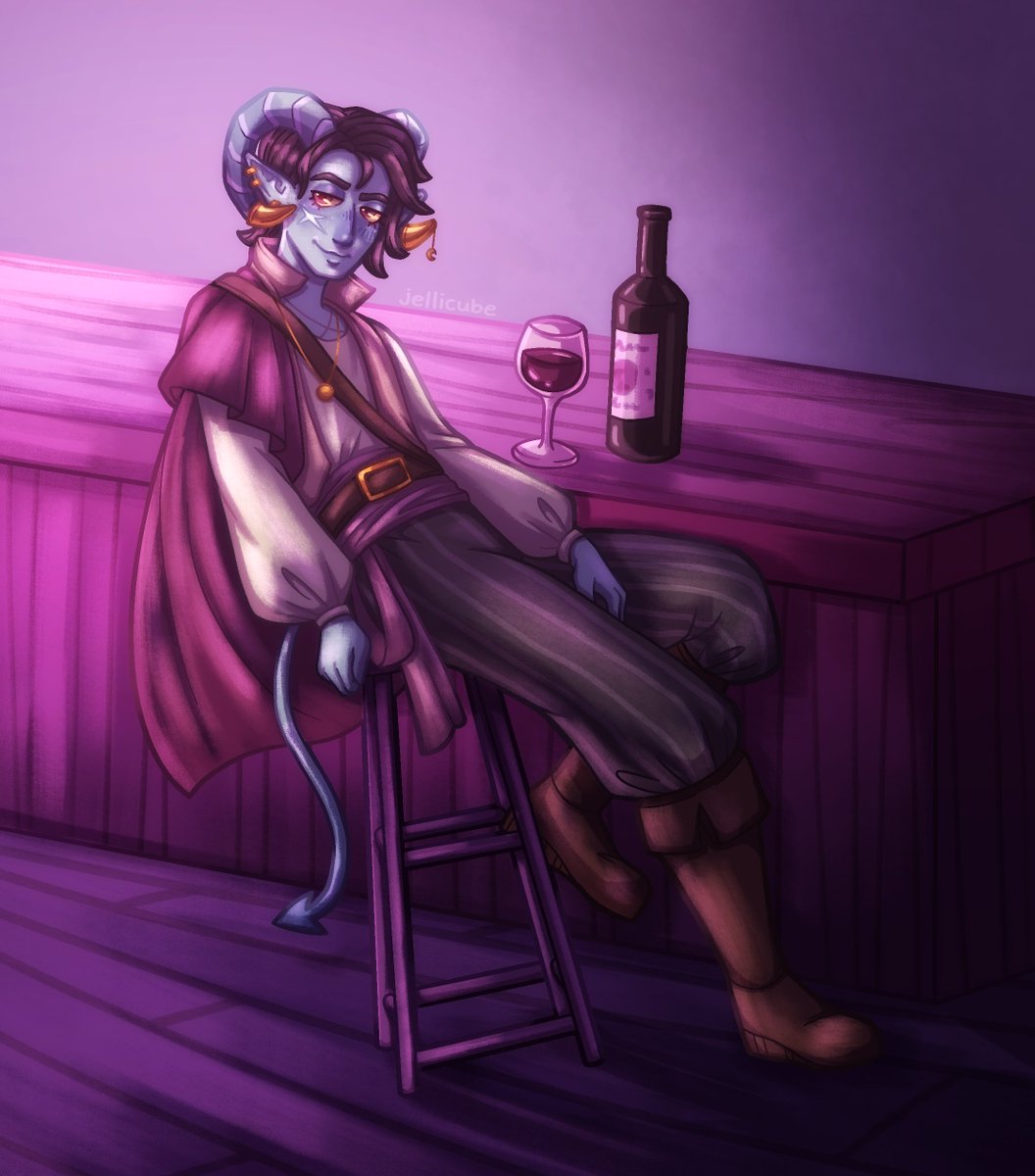 another #artfight attack!! this is UnderiScore's character maleus, love his design! tieflings are always fun~ 😈🍷📿🎻 #artfight2023 #artfightvampires #artfightattack #dndcharacter