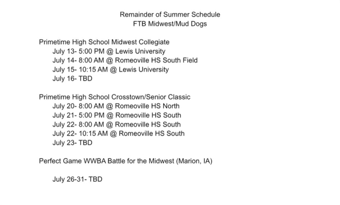 dannyhodel's tweet photo. Remaining tournaments for summer ball https://t.co/scEU8RXnss