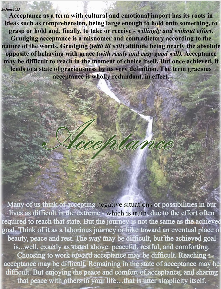 #PositiveMindset #acceptance 
Think of it as a laborious journey or hike toward an eventual place of beauty, peace and rest. The way may be difficult, but the achieved goal is...well, exactly as stated above: peaceful, restful, and comforting.