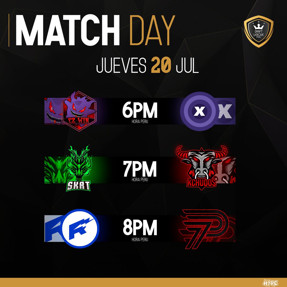 Estos son los primeros encuentros de la Temporada 2. No se pierdán el showmatch de presidentes el martes a las 5pm.
Quien es tu equipo favorito?

#DraftLeague