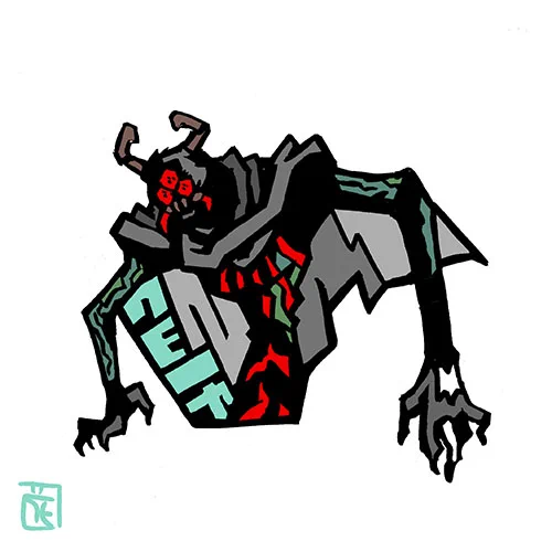 以前も描いてた、このタッチでイラスト。        怪獣、宇宙人、怪人編。               蜘蛛男。     #仮面ライダー #イラスト #このタッチ #ファンアート 