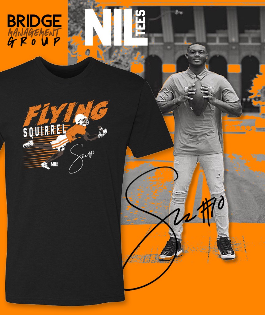 thedwdesigns's tweet photo. Excited to announce we've partnered with @bridgemanagegrp to create this NEW #NIL design for @squirrelwhite3 Available NOW for pre-order in youth and adult unisex tees. On @NILtees Let's go!!! ๐๐ฟ๏ธ
.
#TN #VFL #squirrelwhite #football #NIL #NILtees #GBO https://t.co/nsMOntbrhg