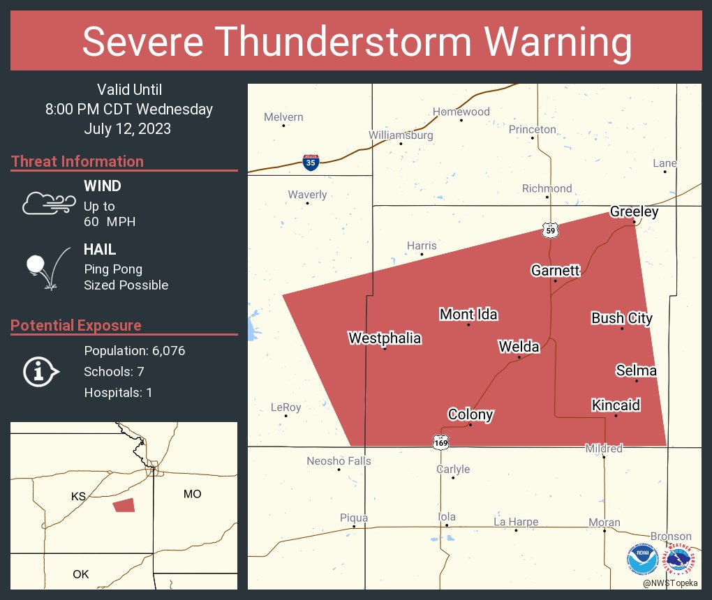 NWS Topeka on Twitter "Severe Thunderstorm Warning including