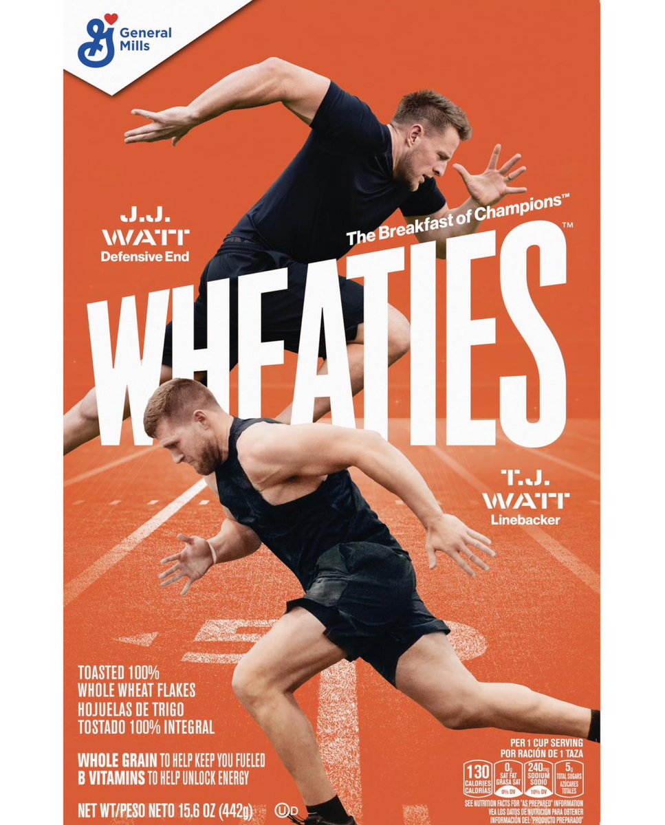 Watt ✖️ Wheaties

Congrats to T.J. &amp; J.J. for being the first set of brothers to be featured on the Wheaties box! (via Wheaties)