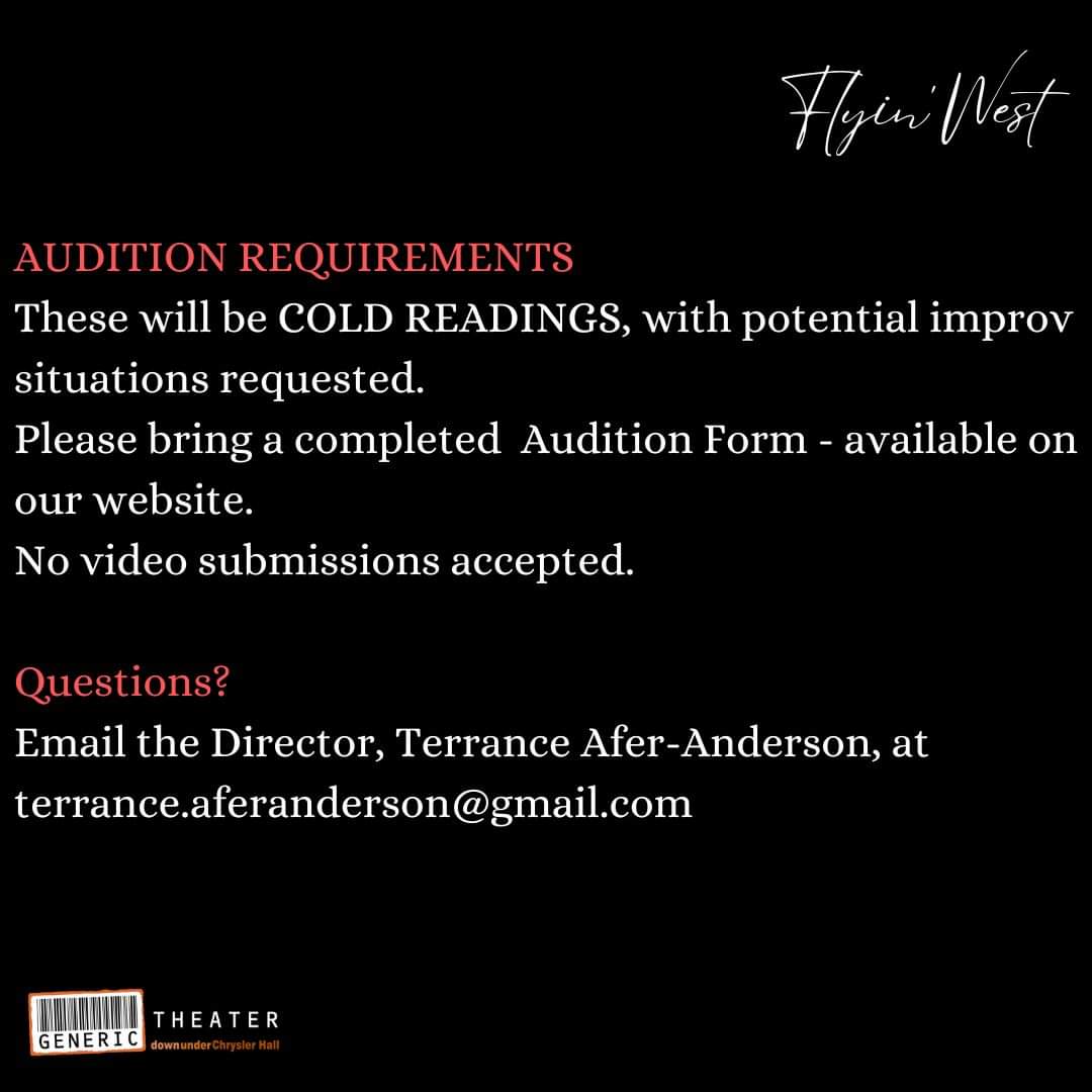 generictheater's tweet photo. 🚨AUDITIONS🚨
https://t.co/I5tFM6YuUV

THIS Saturday! Come on out and show us what ya got!

Email the Director, Terrance Afer-Anderson if you have any questions: terrance.aferanderson@gmail.com 

See you there! https://t.co/URwZJI4c09