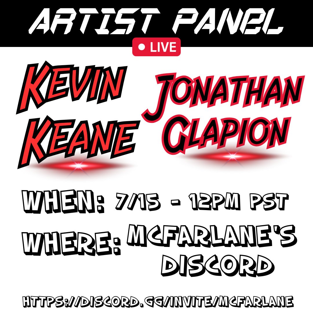 This Saturday! Don't miss the chance to talk with these awesome #Spawn artists and inkers! @jonathanglapion and @KevinKeane24 join us for an artist panel to answer questions from YOU! The community! discord.com/events/8822807…