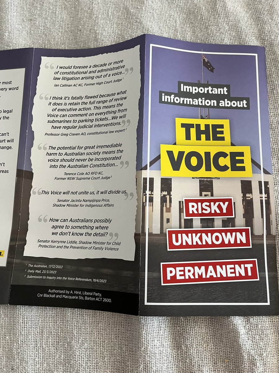 MeredithC2013's tweet photo. Just received this in my letterbox. Authorised by A Hirst Canberra. A misleading document full of selected quotes designed to provide false information. https://t.co/HmOEXapBjx