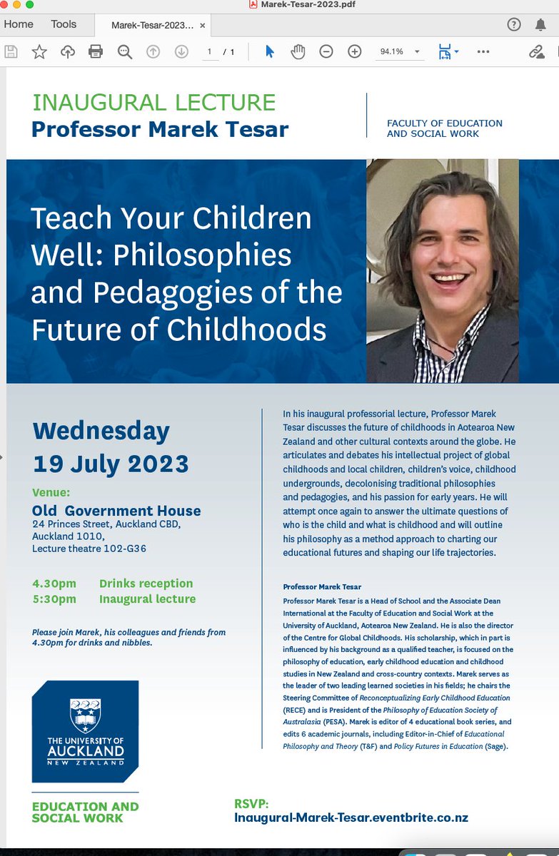 Marek Tesar (@drmarektesar) on Twitter photo At the end of 2021, I was promoted to Professor. 18 months later, it is time to celebrate – please join me for a reception and professorial inaugural lecture on July 19th in Old Government House. It would mean a lot to me to see you there! <a href="/AucklandUni/">University of Auckland | Waipapa Taumata Rau</a> @rece_tw <a href="/PESAustralasia/">PESA</a> At the end of 2021, I was promoted to Professor. 18 months later, it is time to celebrate – please join me for a reception and professorial inaugural lecture on July 19th in Old Government House. It would mean a lot to me to see you there! <a href="/AucklandUni/">University of Auckland | Waipapa Taumata Rau</a> @rece_tw <a href="/PESAustralasia/">PESA</a>