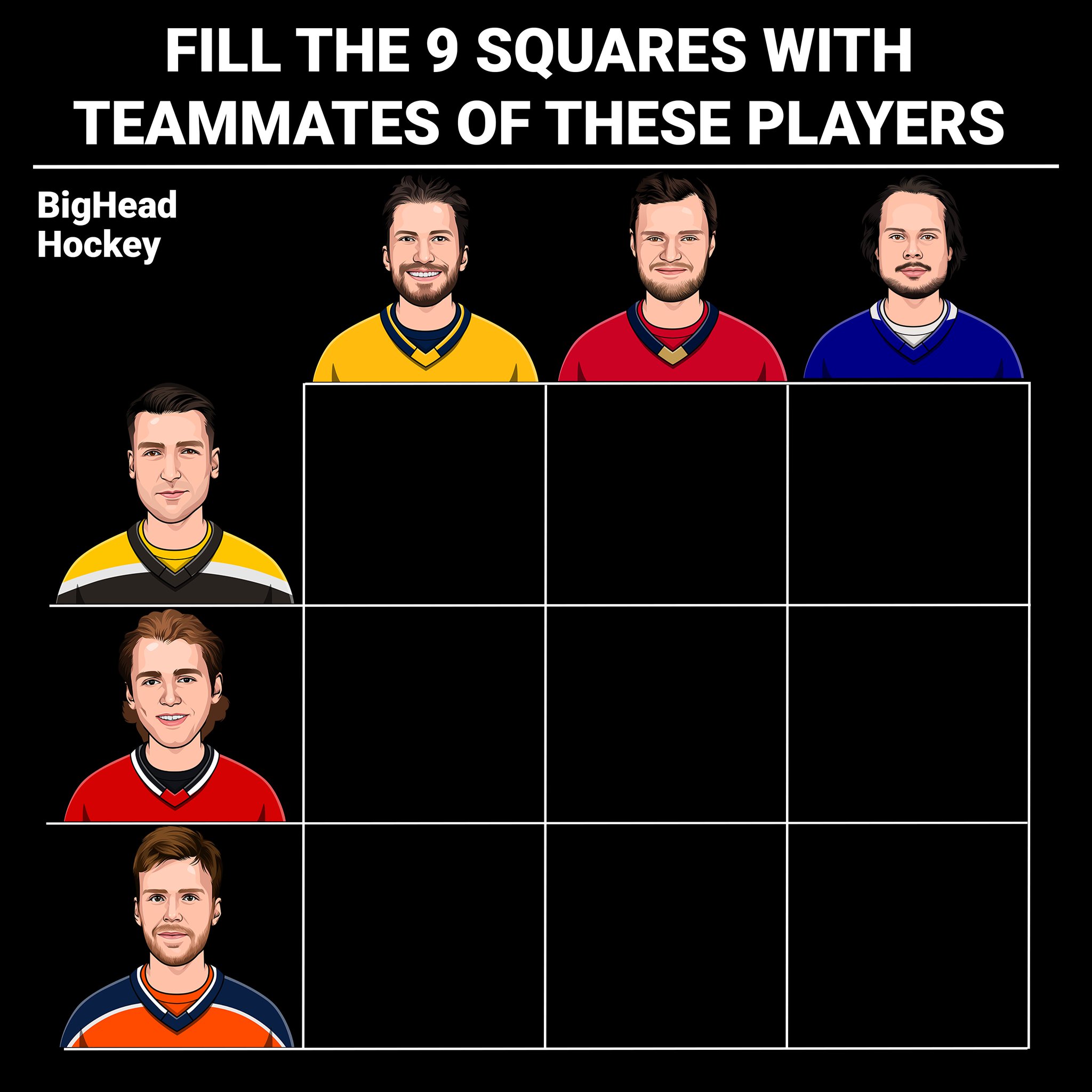 Big Head Hockey on Twitter "RULES — Fill in the squares with