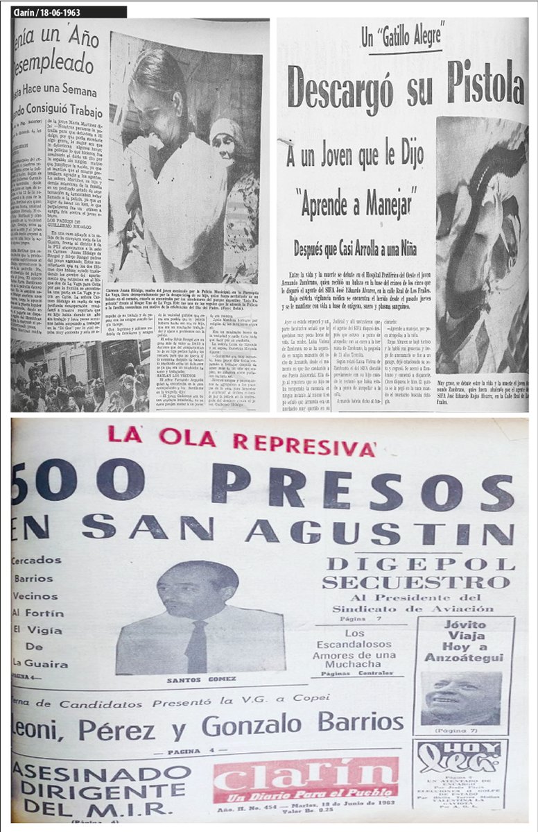 En los 60s, la policía de Caracas asesinó a Guillermo Gonzalo Hidalgo y Adán Meza sin razón aparente. Guillermo, de 18 años, era un joven militante y Adán estaba con amigos cuando un oficial disparó su arma. #JusticiaParaLasVíctimas 👊😔 #NoTeVistasQueNoVas