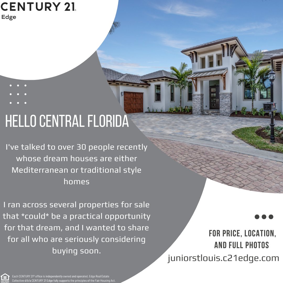#sales #property #realestate #centralfloridarealestate #homesforsale #mediterraneanstyle #traditionalhome #firsttimehomebuyer