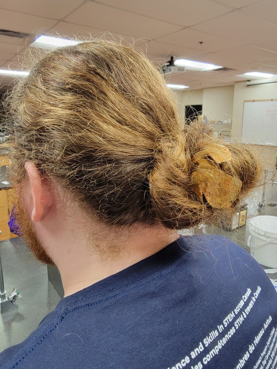 XChemOutreach's tweet photo. Can you spot the moth? Clever use of leader Caelan's hair while learning about camouflage in our Discovery camp today #summerSTEMfun #smartcookies #hidinginplainsight https://t.co/5GHty7gWxr