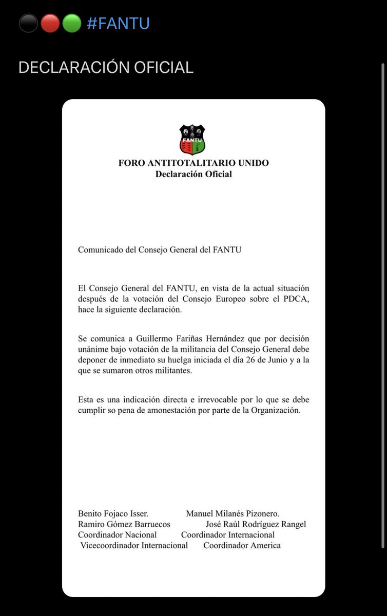 mmpizonero's tweet photo. Comunicado oficial y verbal del Consejo General de FANTU a @cocofarinas https://t.co/WmscO6DEEY
