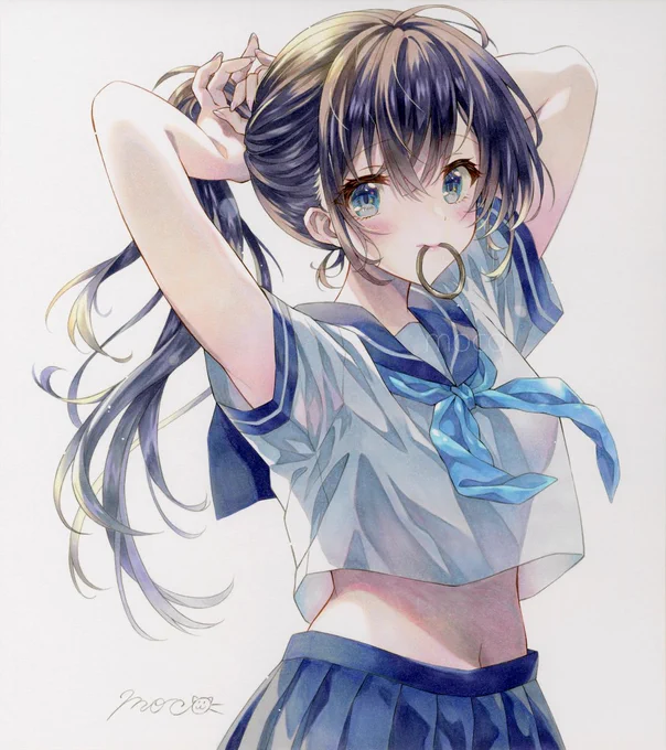 #作品をみてくださいあわよくばフォローしてください祭  セーラー服と自然と透明感が好きです コピックで描いています。