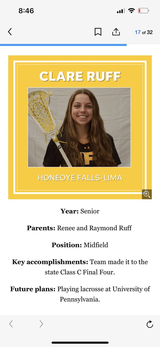 Congratulations Claire. 1st team AGR and Academic All-American. Thank you for all your hard work and dedication to HFL Ladies Lacrosse.