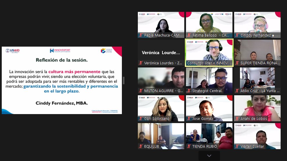 camarasal's tweet photo. En la segunda sesión del taller "Gestión de proyectos para la #Innovación" participaron más de 60 personas de las empresas que son parte del programa #Innovexport, que #Camarasal implementa con el apoyo de @ElSalvadorEsMas https://t.co/O4Yn4uAHk1